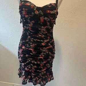 As U Wish Black Floral Mini Dress